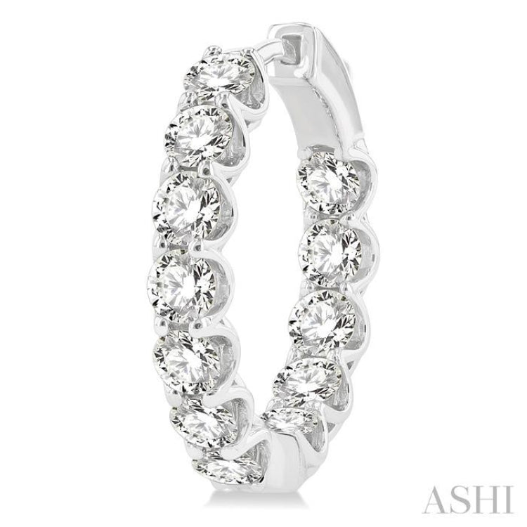 4 ctw Inside-Out Round Cut Diamond Hoop Earrings in 14K White Gold