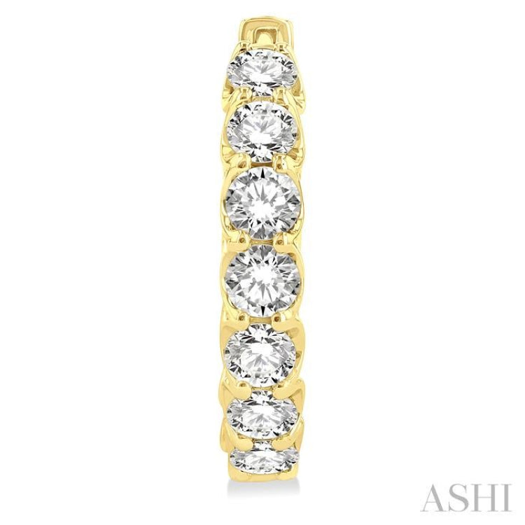 4 ctw Inside-Out Round Cut Diamond Hoop Earrings in 14K Yellow Gold