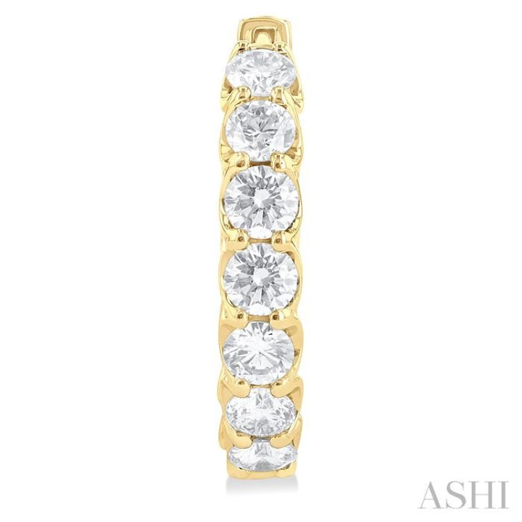 5 ctw Inside-Out Round Cut Diamond Hoop Earrings in 14K Yellow Gold