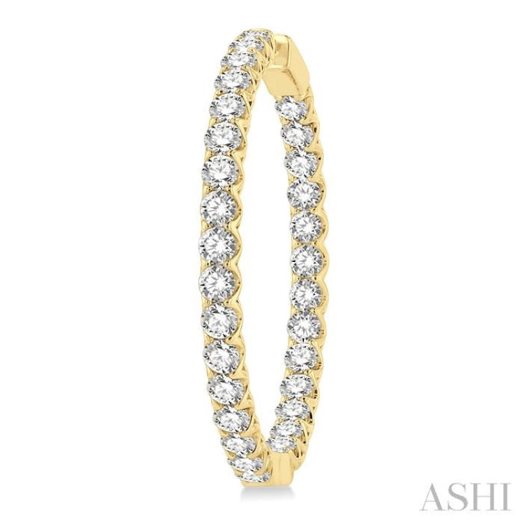 10 ctw Inside-Out Round Cut Diamond 1 1/2 Inch Hoop Earrings in 14K Yellow Gold