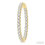 10 ctw Inside-Out Round Cut Diamond 1 1/2 Inch Hoop Earrings in 14K Yellow Gold
