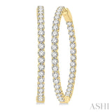 7 ctw Inside-Out Round Cut Diamond 1 1/2 Inch Hoop Earrings in 14K Yellow Gold