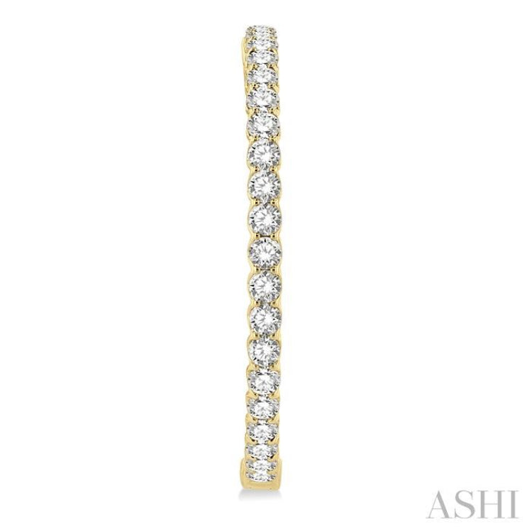 7 ctw Inside-Out Round Cut Diamond 1 1/2 Inch Hoop Earrings in 14K Yellow Gold