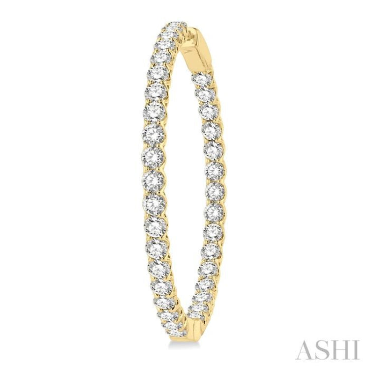 7 ctw Inside-Out Round Cut Diamond 1 1/2 Inch Hoop Earrings in 14K Yellow Gold