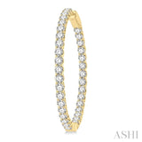 7 ctw Inside-Out Round Cut Diamond 1 1/2 Inch Hoop Earrings in 14K Yellow Gold