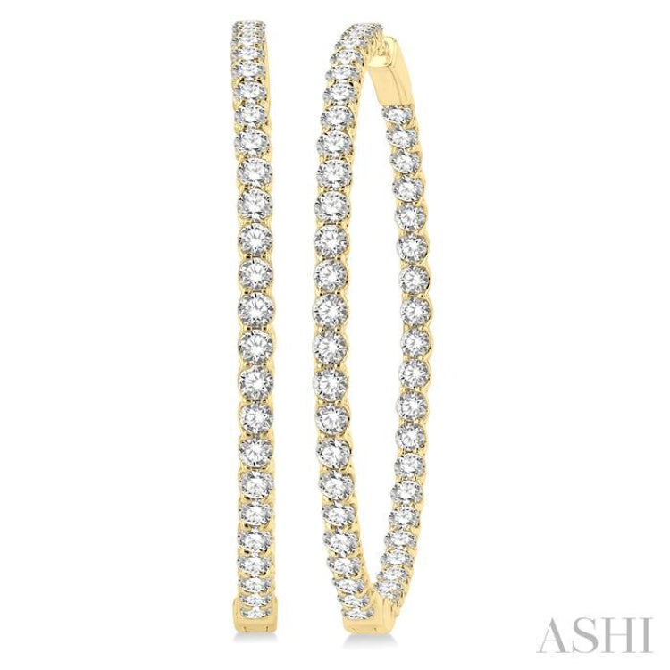 10 ctw Inside-Out Round Cut Diamond 2-Inch Hoop Earrings in 14K Yellow Gold