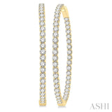 10 ctw Inside-Out Round Cut Diamond 2-Inch Hoop Earrings in 14K Yellow Gold