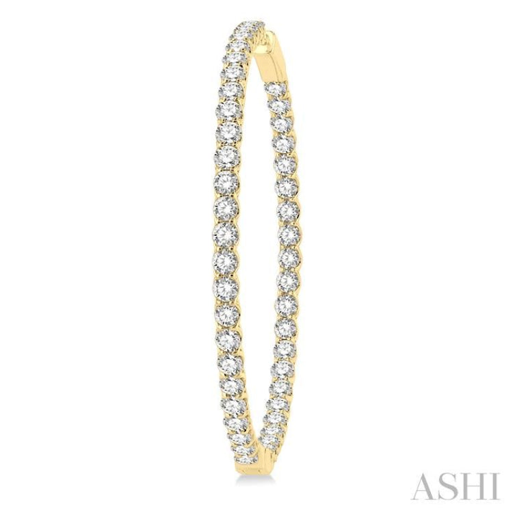 10 ctw Inside-Out Round Cut Diamond 2-Inch Hoop Earrings in 14K Yellow Gold