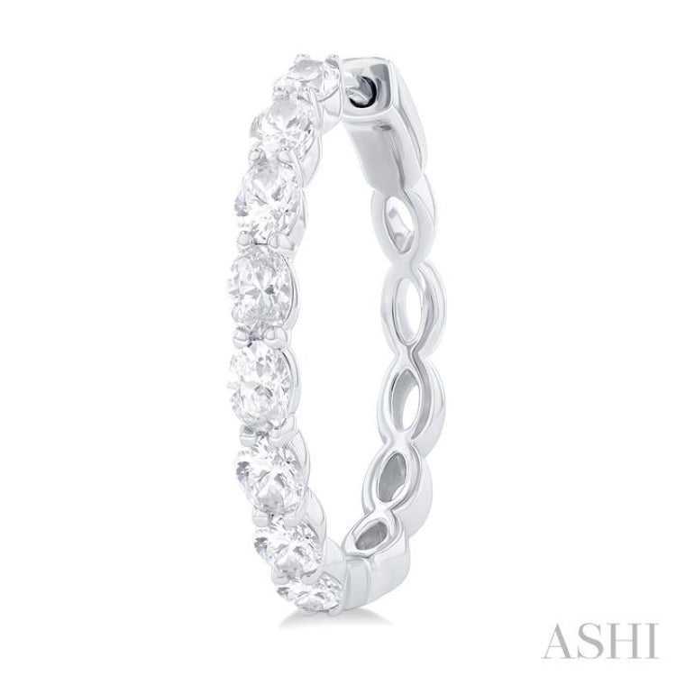1 7/8 ctw North-South Oval Cut Diamond Fashion Hoop Earring in 14K White Gold