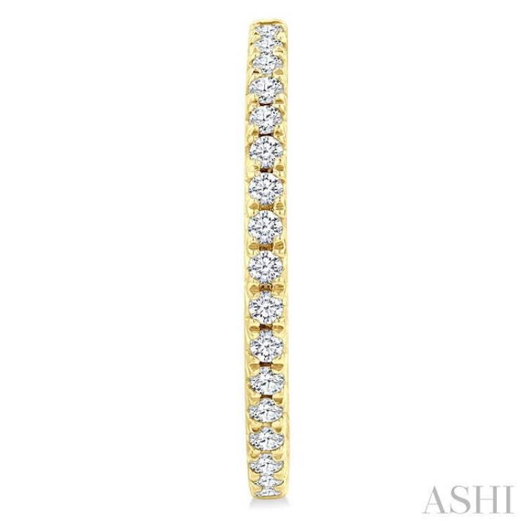 1/3 Ctw French Pave Set Round Cut Diamond Fashion Half Hoop Earring in 14K Yellow Gold