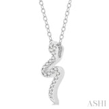 1/10 ctw Snake Petite Round Cut Diamond Fashion Pendant With Chain in 10K White Gold