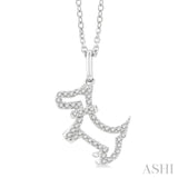 1/8 Ctw Petite Playful Dog Round Cut Diamond Fashion Pendant With Chain in 10K White Gold