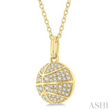 1/4 Ctw Petite Basketball Round Cut Diamond Fashion Pendant With Chain in 10K Yellow Gold