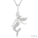 1/8 Ctw Petite Sea Life Mermaid Round Cut Diamond Fashion Pendant With Chain in 10K White Gold
