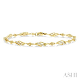 1/4 Ctw Art Deco Lattice Kite Round Cut Diamond Fashion Tennis Bracelet in 10K Yellow Gold