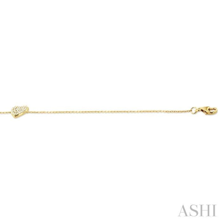 1/8 Ctw Petite Heart Round Cut Diamond Fashion Bracelet in 10K Yellow Gold