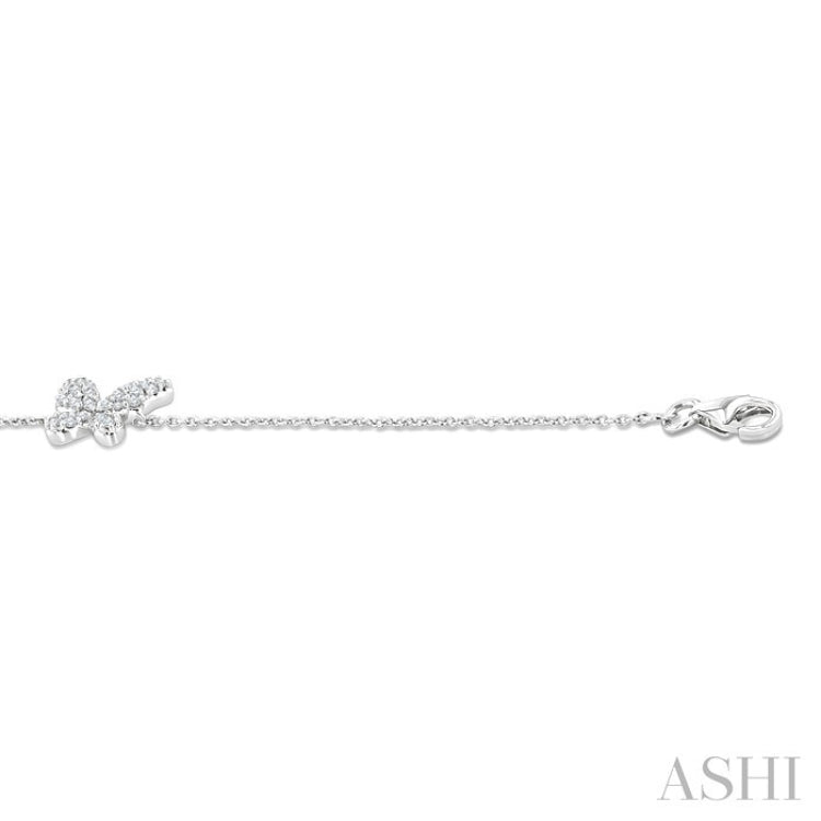 1/6 Ctw Petite Butterfly Round Cut Diamond Fashion Bracelet in 10K White Gold