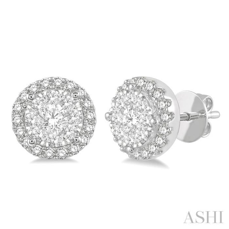 1/2 ctw Lovebright Round Cut Diamond Stud Earrings in 14K White Gold