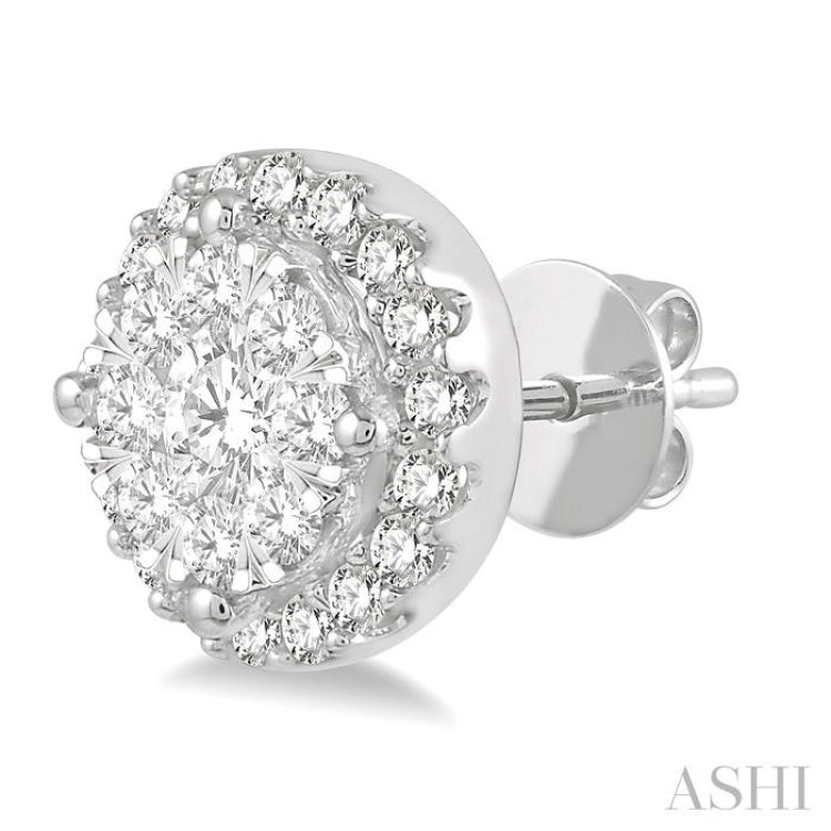 1/2 ctw Lovebright Round Cut Diamond Stud Earrings in 14K White Gold