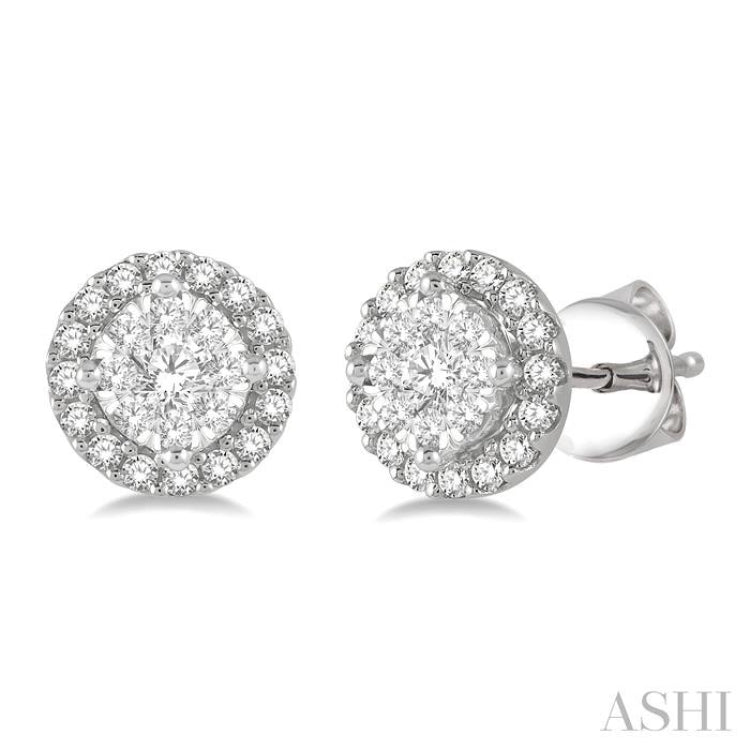 1/3 ctw Lovebright Round Cut Diamond Stud Earrings in 14K White Gold