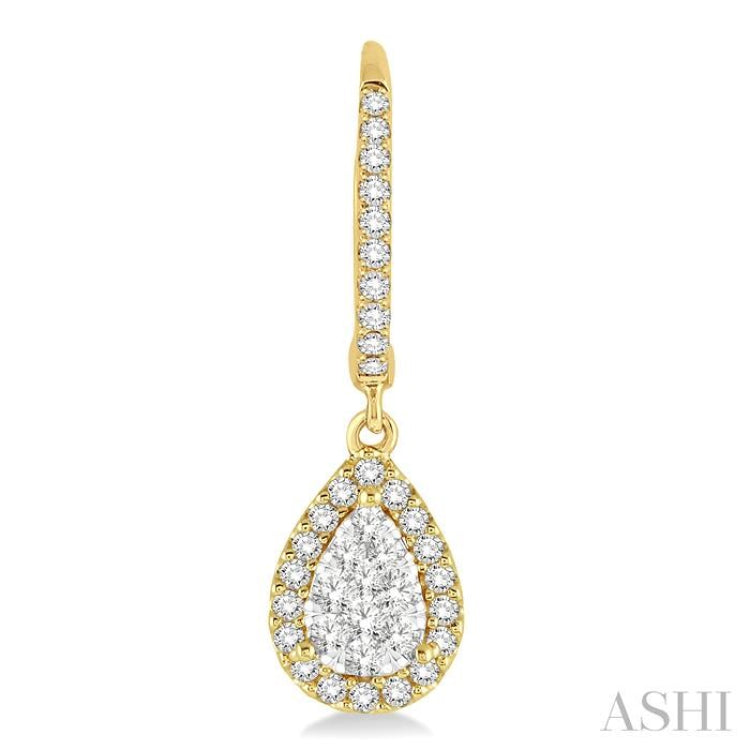 5/8 ctw Pear Shape Diamond Lovebright Earrings in 14K Yellow and White Gold