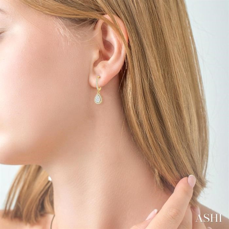 5/8 ctw Pear Shape Diamond Lovebright Earrings in 14K Yellow and White Gold
