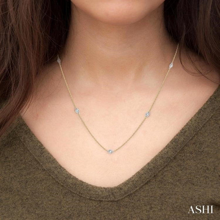 1/4 ctw Round Cut Diamond Fashion Necklace in 14K Yellow and White Gold