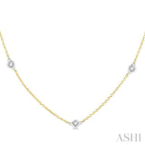 1/3 ctw Round Cut Diamond Station Necklace in 14K Yellow and White Gold