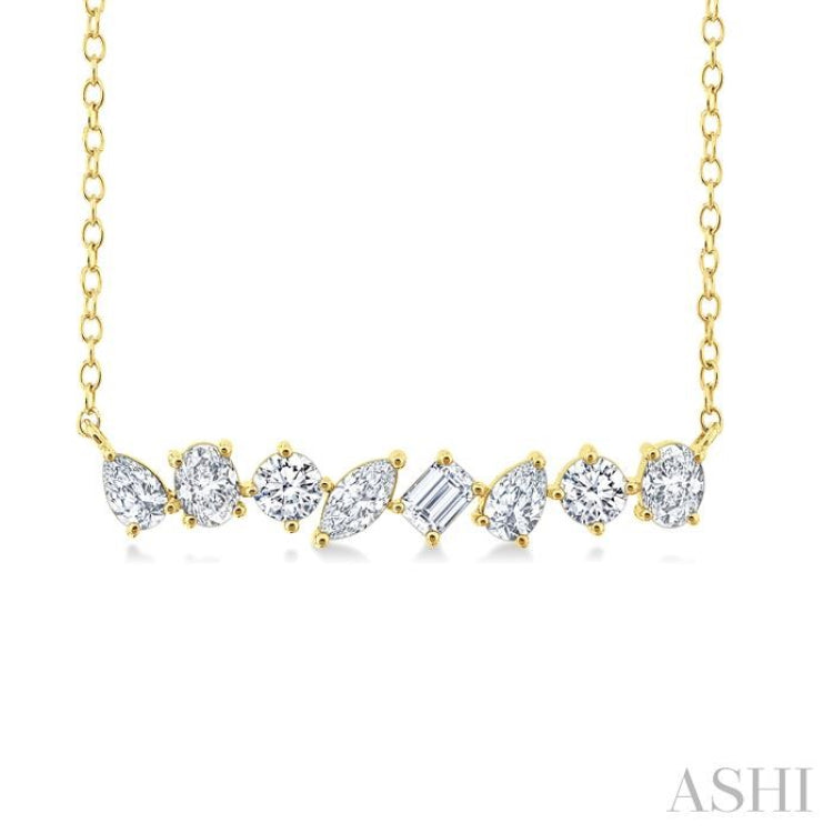 1 1/10 Ctw Scatter Multi Cut Diamond Fashion Necklace in 14K Yellow Gold