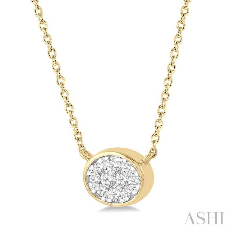 1/6 Ctw Oval Shape Lovebright Diamond Pendant With Chain in 14K Yellow and White Gold