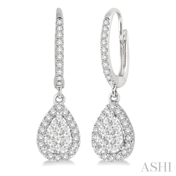 5/8 ctw Pear Shape Diamond Lovebright Earrings in 14K White Gold
