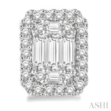 3/4 ctw Octagonal Baguette & Round Cut Diamond Stud Earrings in 14K White Gold