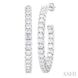 1 1/2 ctw French Pave Set Round Cut Diamond Fashion Half Hoop Earring in 14K White Gold