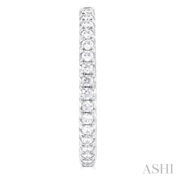 1 1/2 ctw French Pave Set Round Cut Diamond Fashion Half Hoop Earring in 14K White Gold