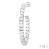 1 1/2 ctw French Pave Set Round Cut Diamond Fashion Half Hoop Earring in 14K White Gold