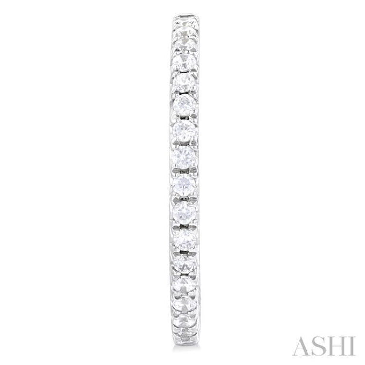 1/3 ctw French Pave Set Round Cut Diamond Fashion Half Hoop Earring in 14K White Gold