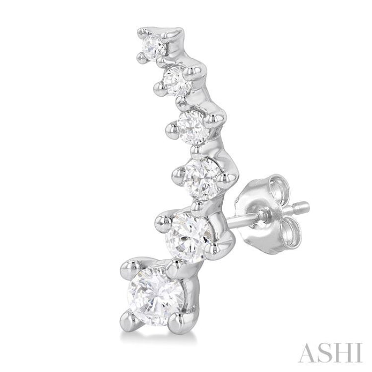 1/2 ctw Round Cut Diamond Fashion Climbers in 14K White Gold