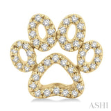1/4 Ctw Petite Dog Paw Round Cut Diamond Fashion Stud Earring in 10K Yellow Gold