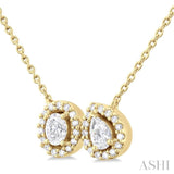 3/8 Ctw Toi Et Moi Diamond Pendant With Chain in 14K Yellow Gold