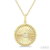 1/20 Ctw Round fluted medallion Round Cut Diamond Pendant With Chain in 10K Yellow Gold