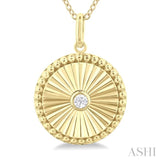 1/20 Ctw Round fluted medallion Round Cut Diamond Pendant With Chain in 10K Yellow Gold