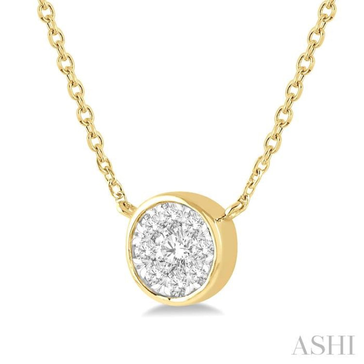 1/6 Ctw Round Shape Lovebright Diamond Pendant With Chain in 14K Yellow and White Gold