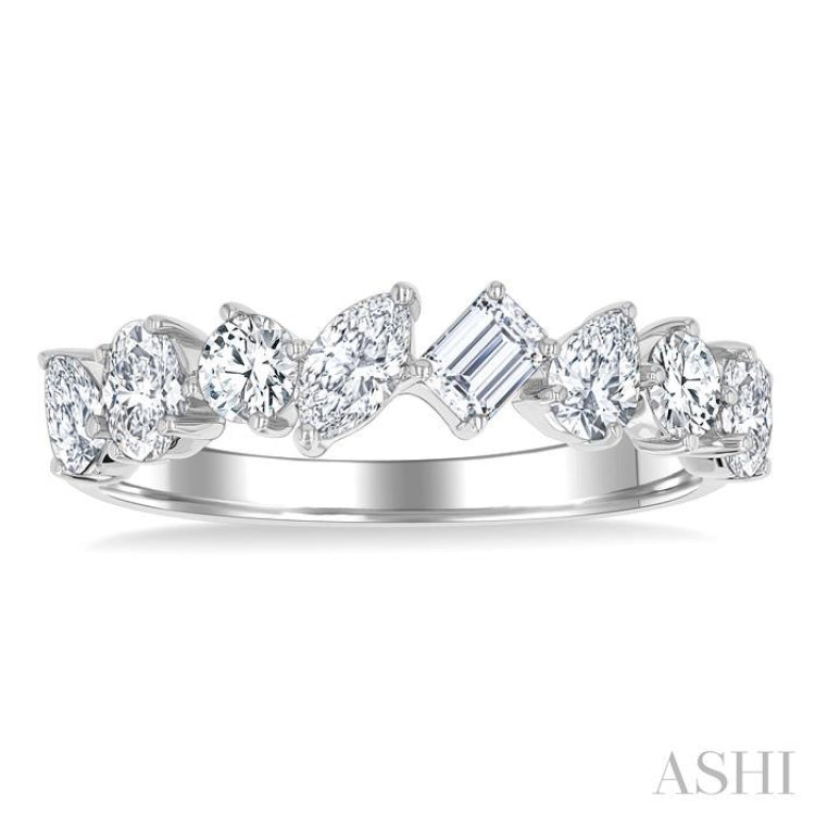 1 1/10 Ctw Mixed Shape Diamond Fashion Band in 14K White Gold