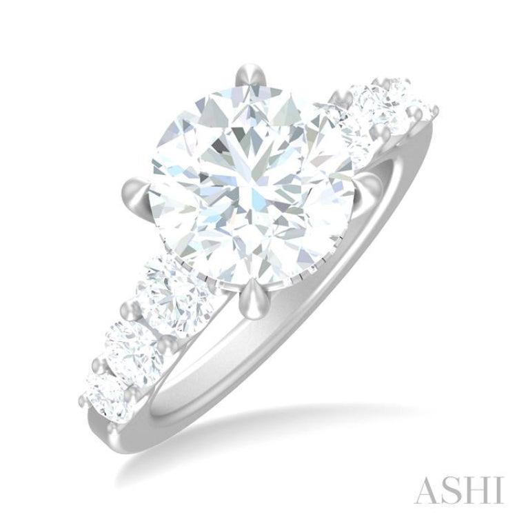 1 1/5 ctw Round Shape Round Cut Diamond Semi Mount Engagement Ring in 14K White Gold