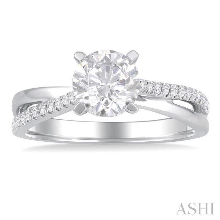 1/6 ctw Criss-Cross Round Cut Diamond Semi Mount Engagement Ring in 14K White Gold