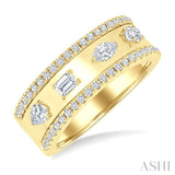 5/8 Ctw Mixed Shape Cut Diamond Fashion Wide Band in 14K Yellow Gold