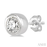 1/10 ctw Bezel Round Cut Diamond Petite Stud Earring in 10K White Gold