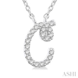 1/20 ctw Initial 'C' Round cut Diamond Pendant With Chain in 10K White Gold