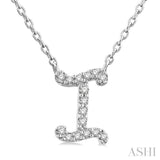 1/20 ctw Initial 'I' Round cut Diamond Pendant With Chain in 10K White Gold