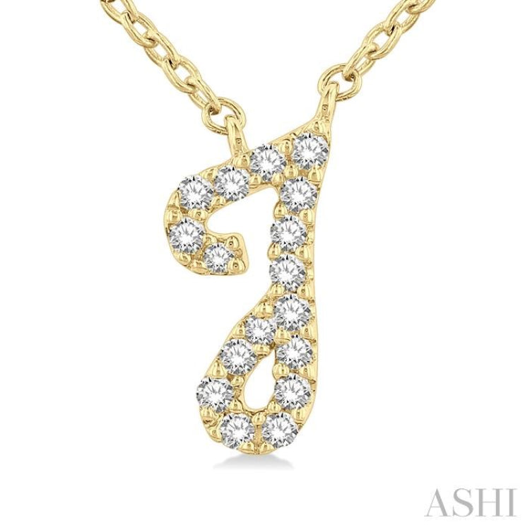 1/20 ctw Initial 'J' Round cut Diamond Pendant With Chain in 10K Yellow Gold